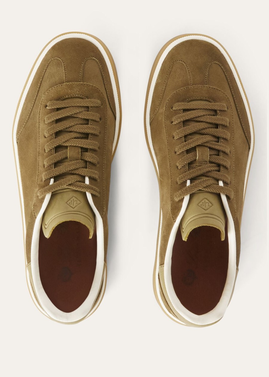 buty tenisowe tennis walk z zamszu ze skóry cielęcej z rozcięciem tundra green