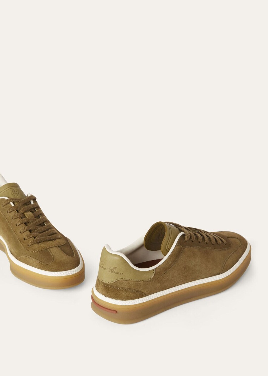 buty tenisowe tennis walk z zamszu ze skóry cielęcej z rozcięciem tundra green