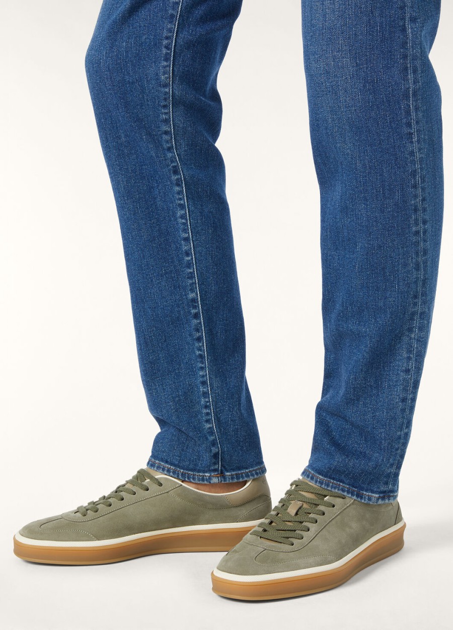 buty sportowe tennis walk sneaker ze zamszu z rozcięciem z łydki w kolorze army grey
