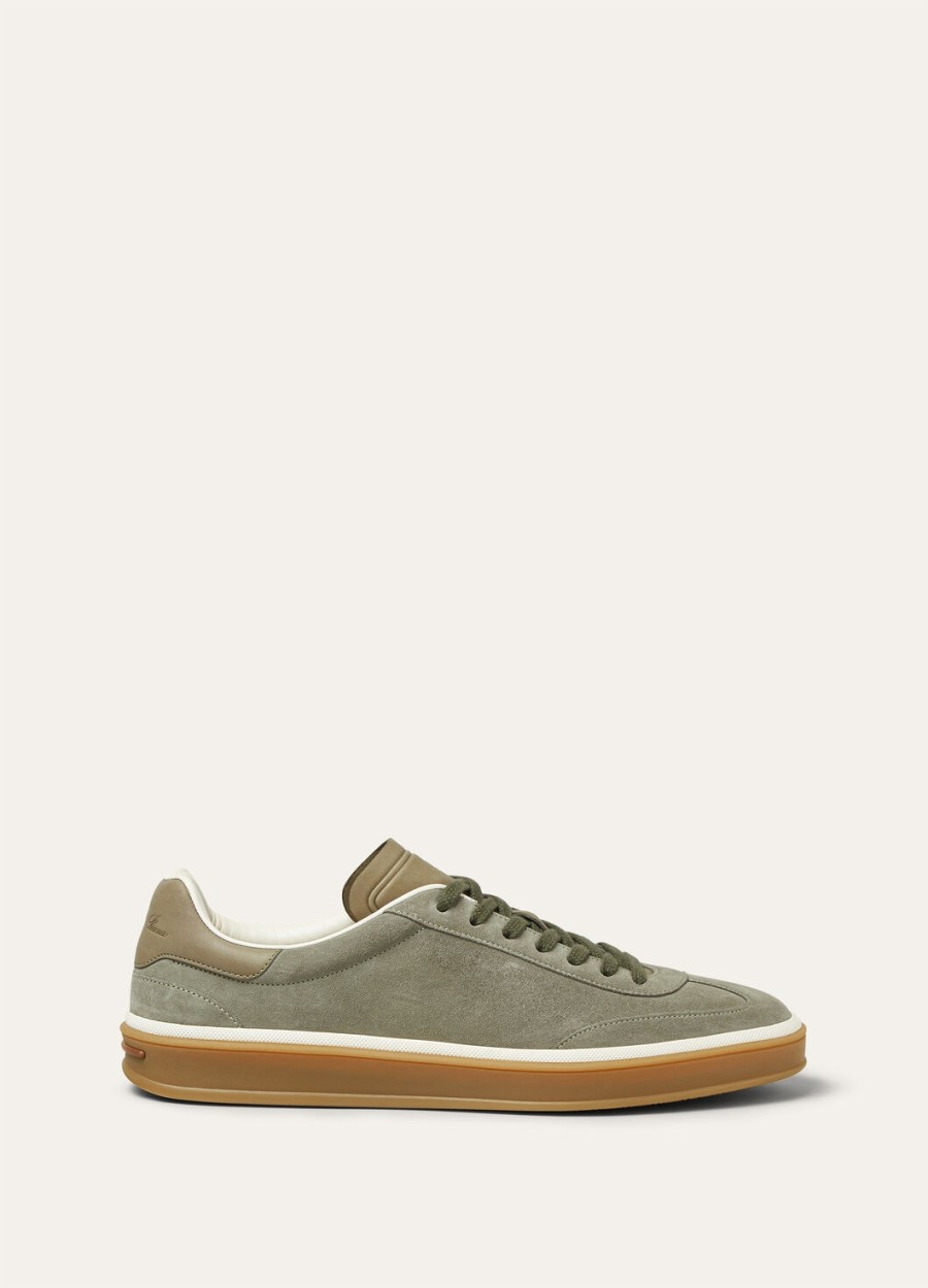 buty sportowe tennis walk sneaker ze zamszu z rozcięciem z łydki w kolorze army grey