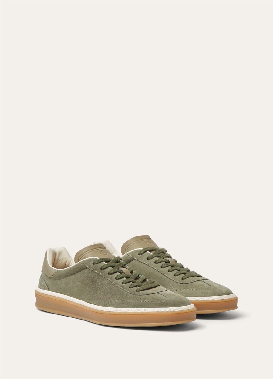buty sportowe tennis walk sneaker ze zamszu z rozcięciem z łydki w kolorze army grey