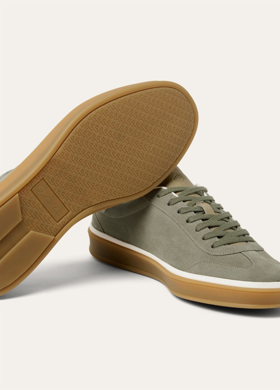 buty sportowe tennis walk sneaker ze zamszu z rozcięciem z łydki w kolorze army grey