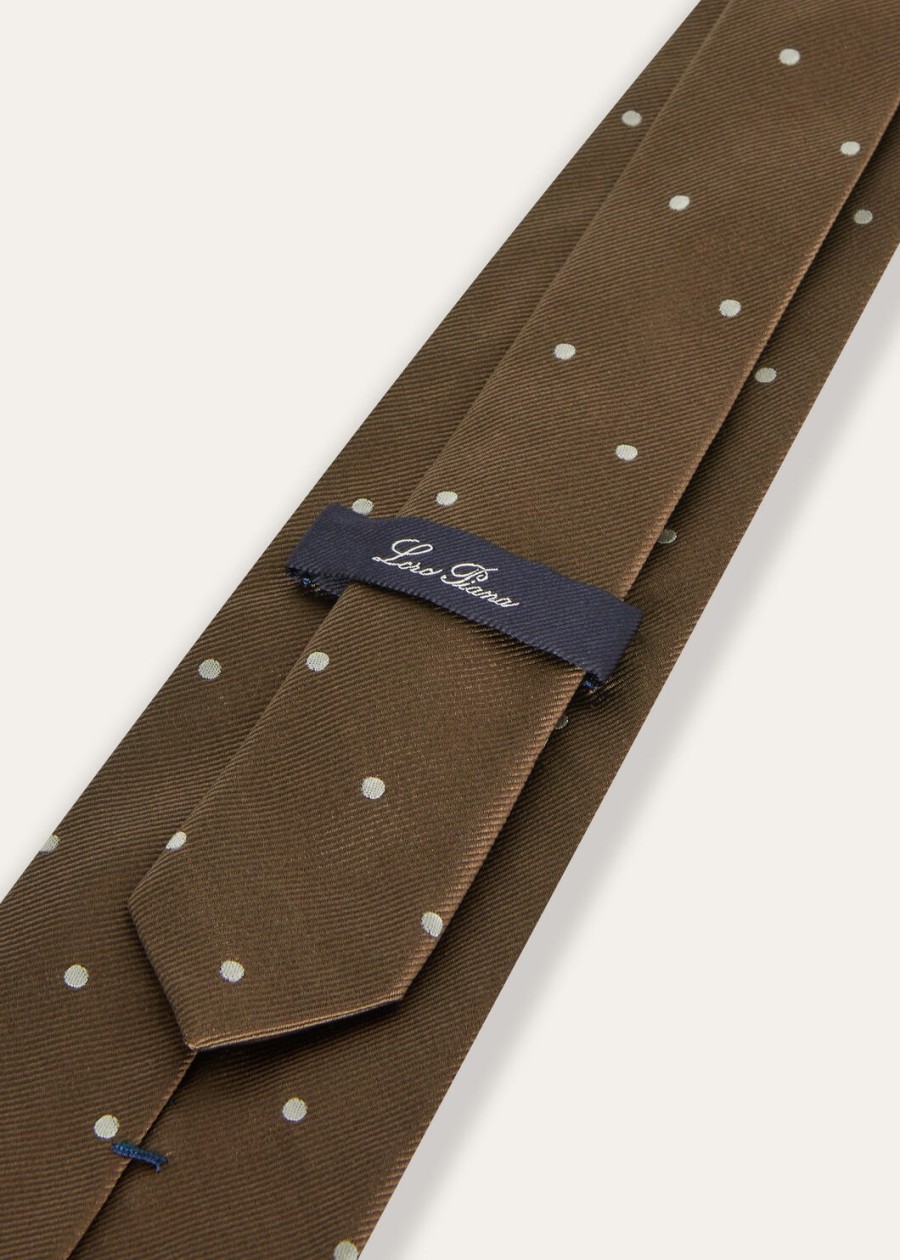 krawat jedwabny my spots tundra brownwhite w kropki