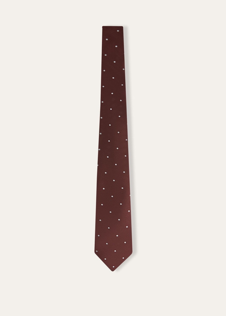 krawat my spots silk marsala winewhite polka dots