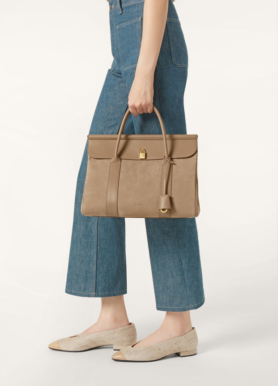 torba loom l32 fume taupesun gold ze skóry cielęcej