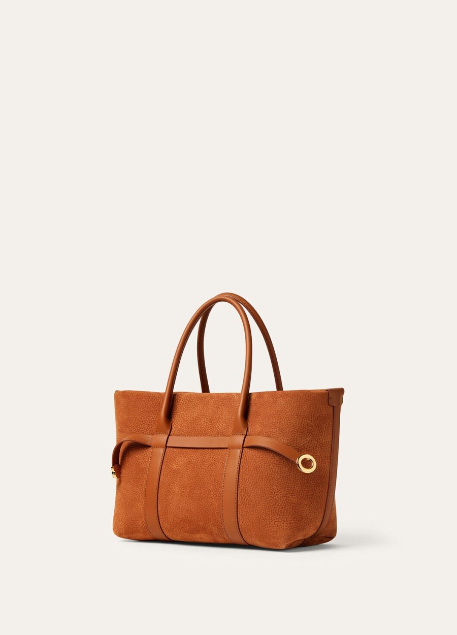 mała torebka shopper ze skóry cielęcej bon ton brownsun gold
