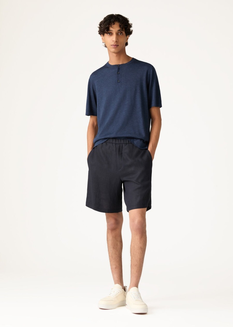 marlyn bermuda shorts lniane szafirowe noce