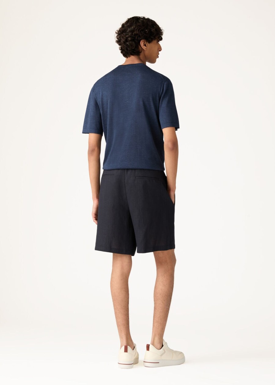 marlyn bermuda shorts lniane szafirowe noce