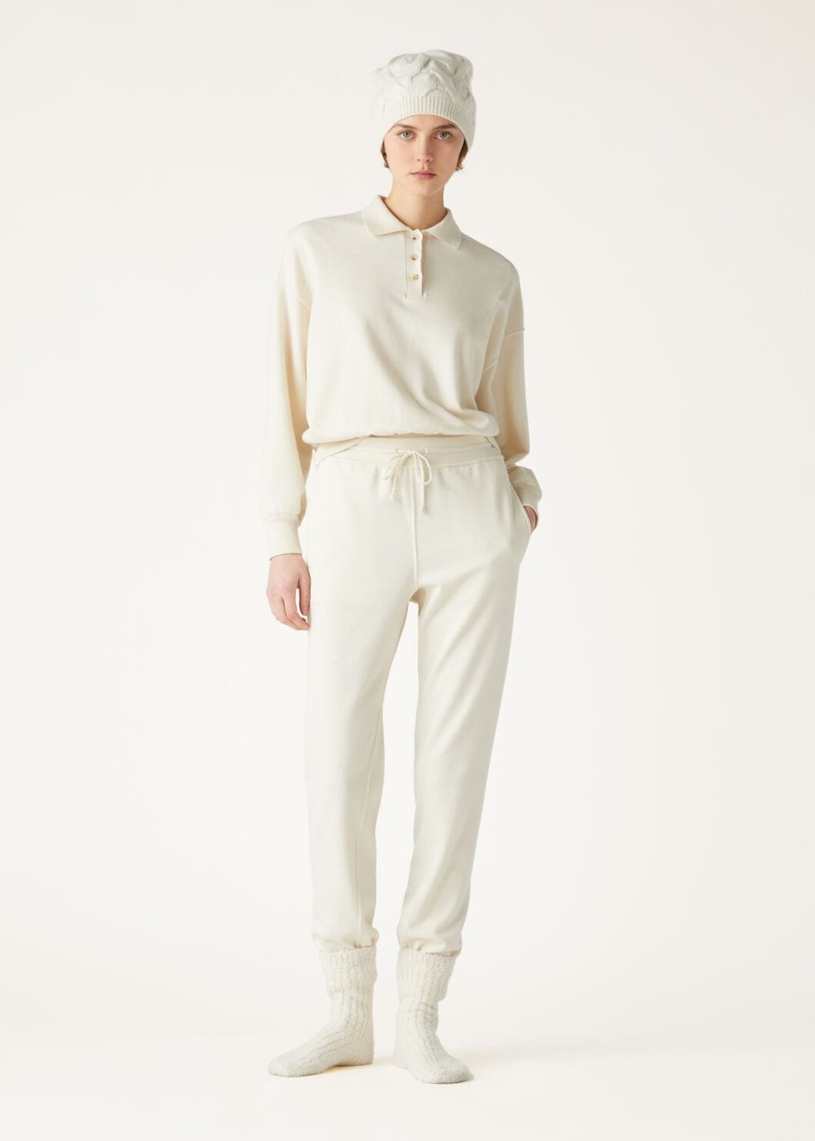 otulające spodnie kaszmirowe vanilla ivory