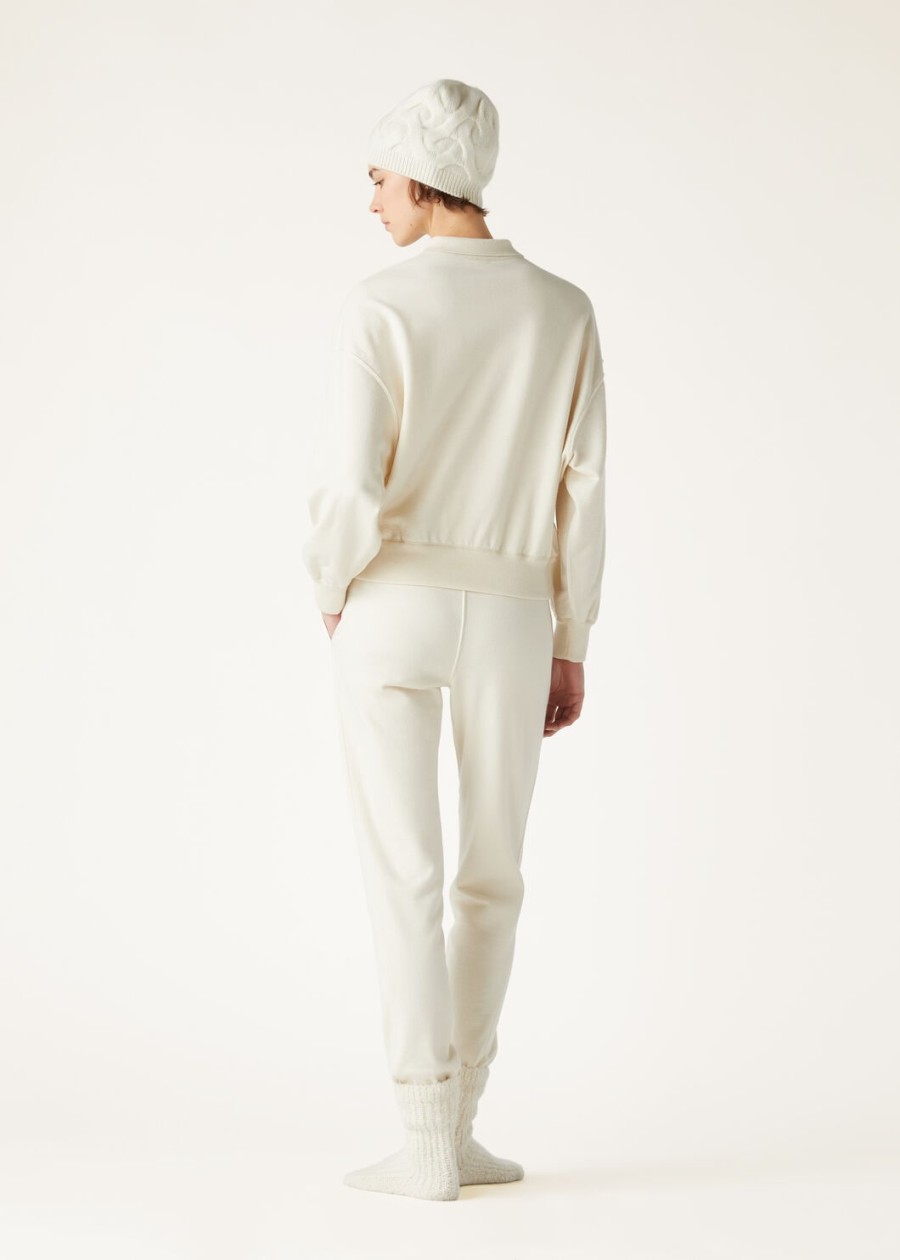 otulające spodnie kaszmirowe vanilla ivory
